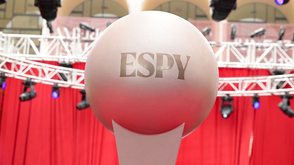 The ESPYS Awards replica trophy on display