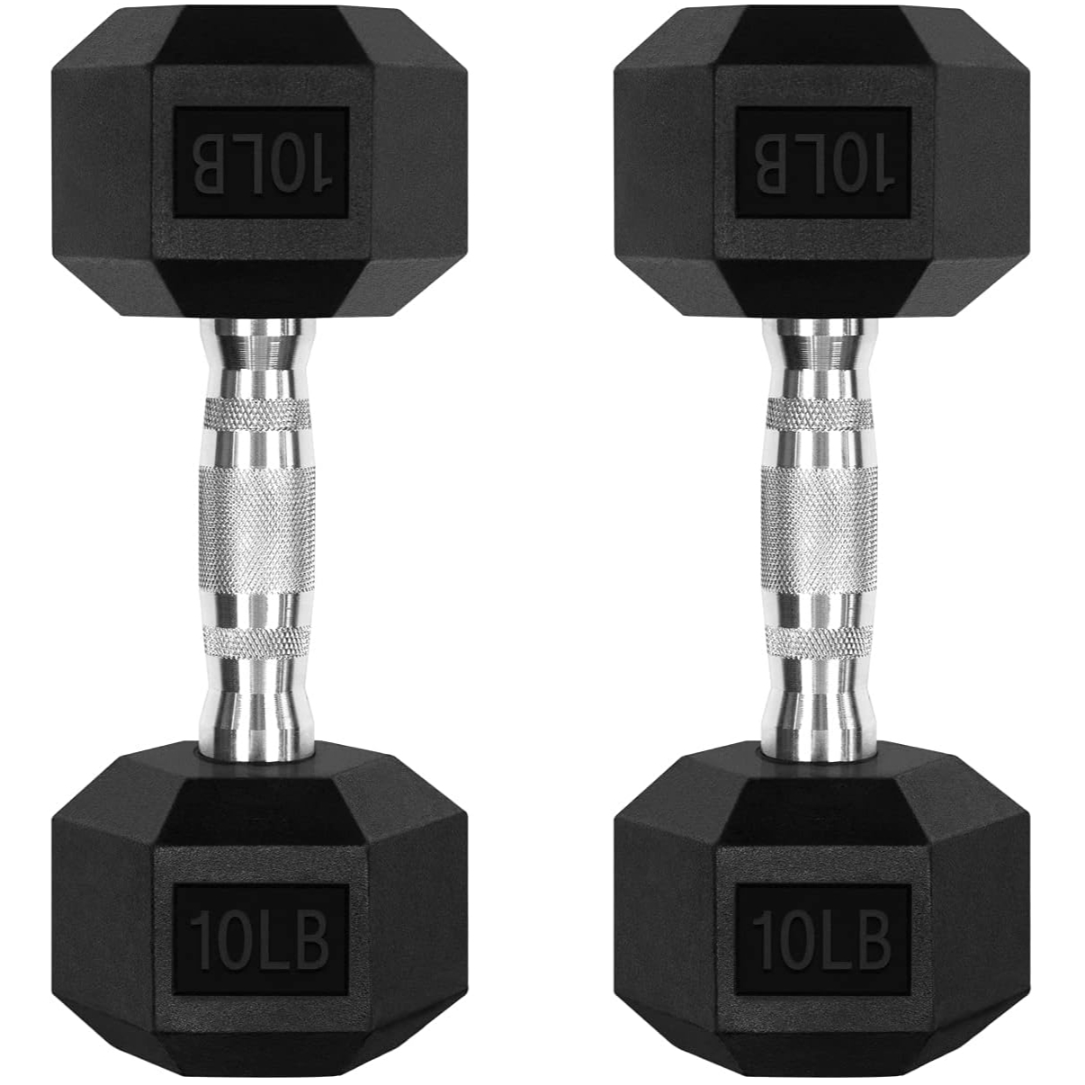 RitFit 10lbs Rubber Encased Hex Dumbbell Pair