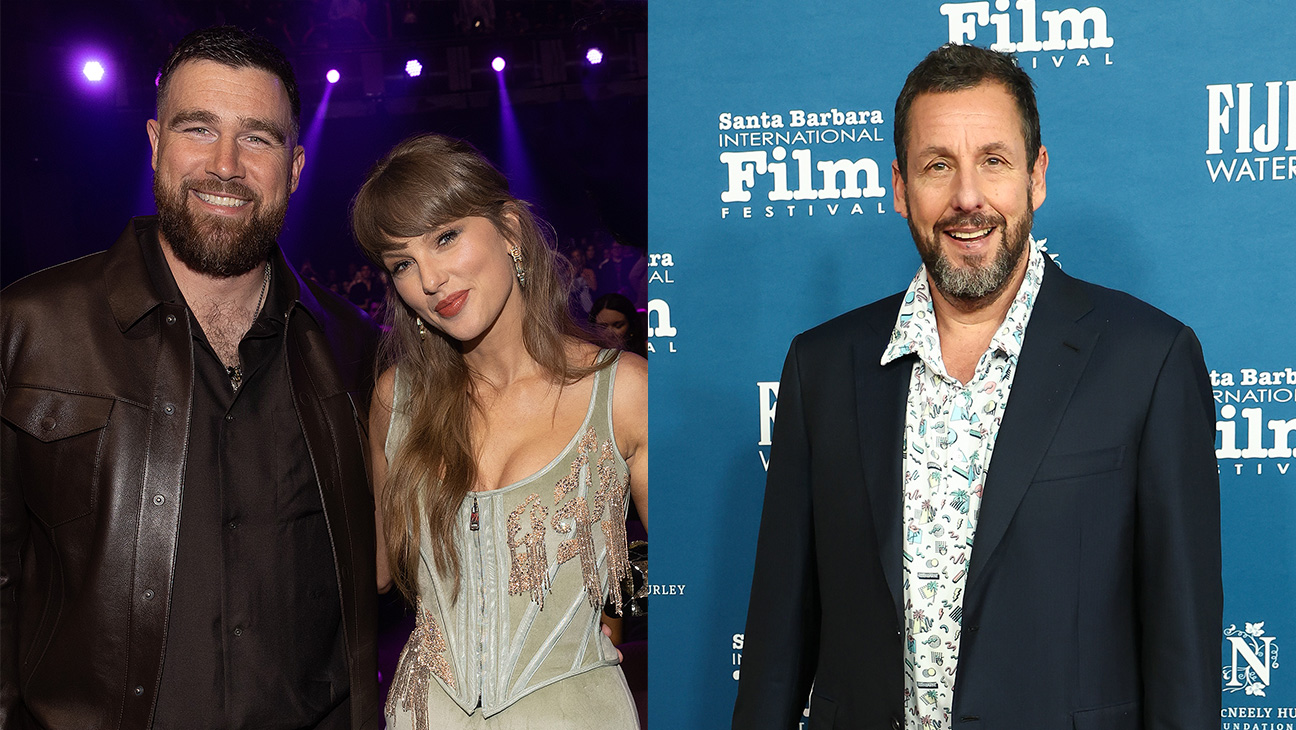 Travis Kelce, Taylor Swift and Adam Sandler.