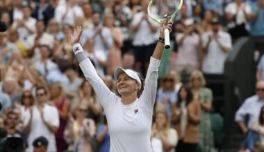Barbora Krejcikova Celebrates Winning Wimbledon Semifinal