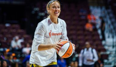 Sophie Cunningham combines biker look with bikini-inspired top in pregame fit for Fever-Mercury