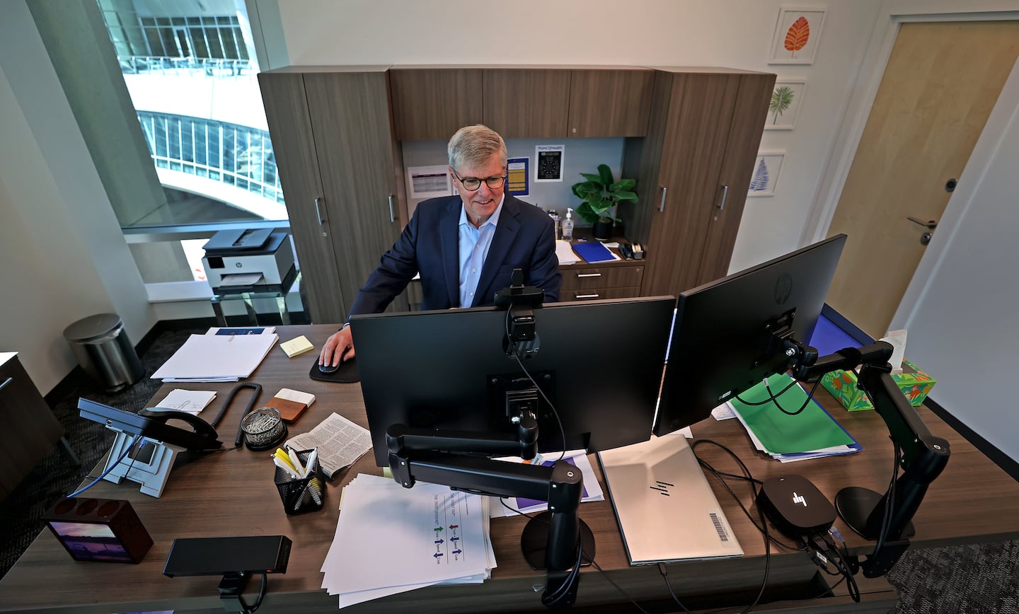 CEO Patrick Gilligan worked at his office at Point32Health in Canton.