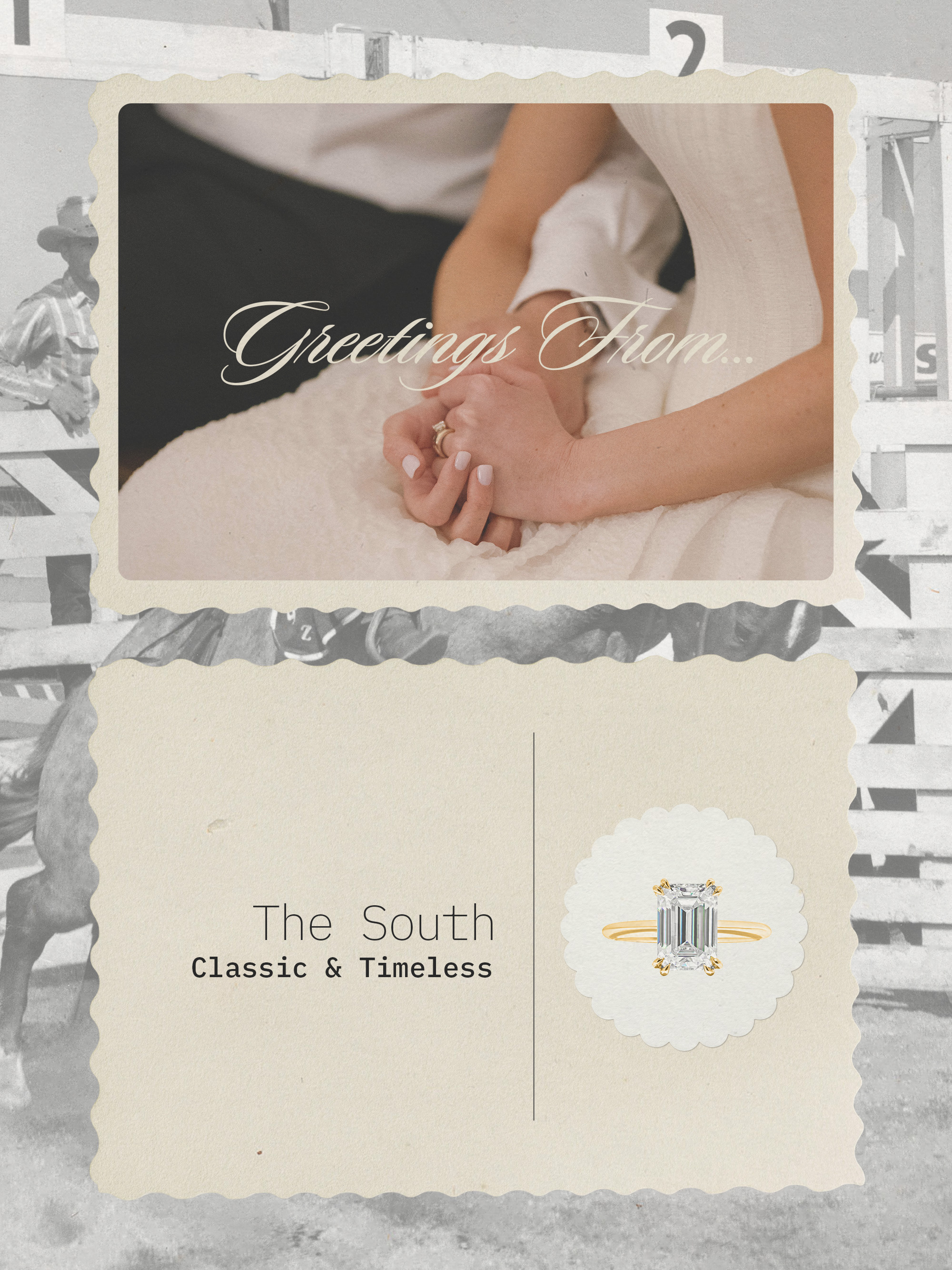 Collage of engagement rings.