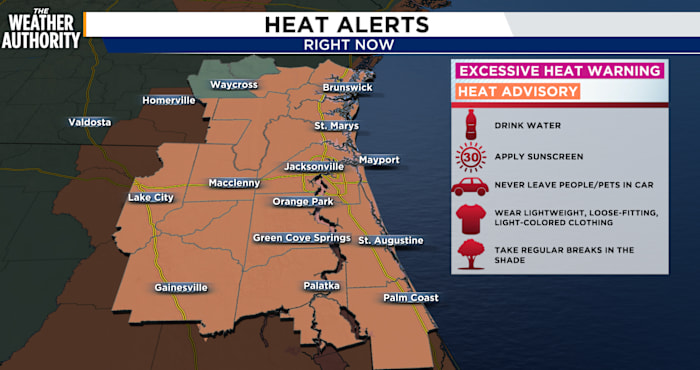 Heat Advisory begins at noon on Saturday in Northeast Florida, Southeast Georgia