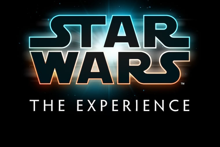 The logo for "Star Wars: The Experience — A Journey Through the Galaxy," which runs from Feb. 13 to Sept. 6, 2027, at the Franklin Institute. The exhibit coincides with the 50th anniversary of the release of the first Star Wars film.