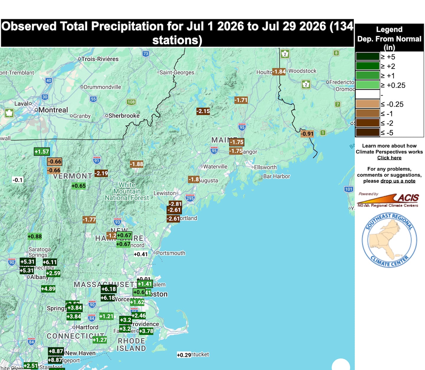 Rain totals for July compared to the monthly average through July 29.