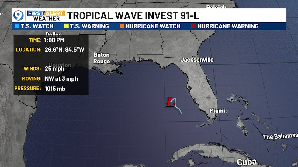 1 PM update on 91-L (Saturday)