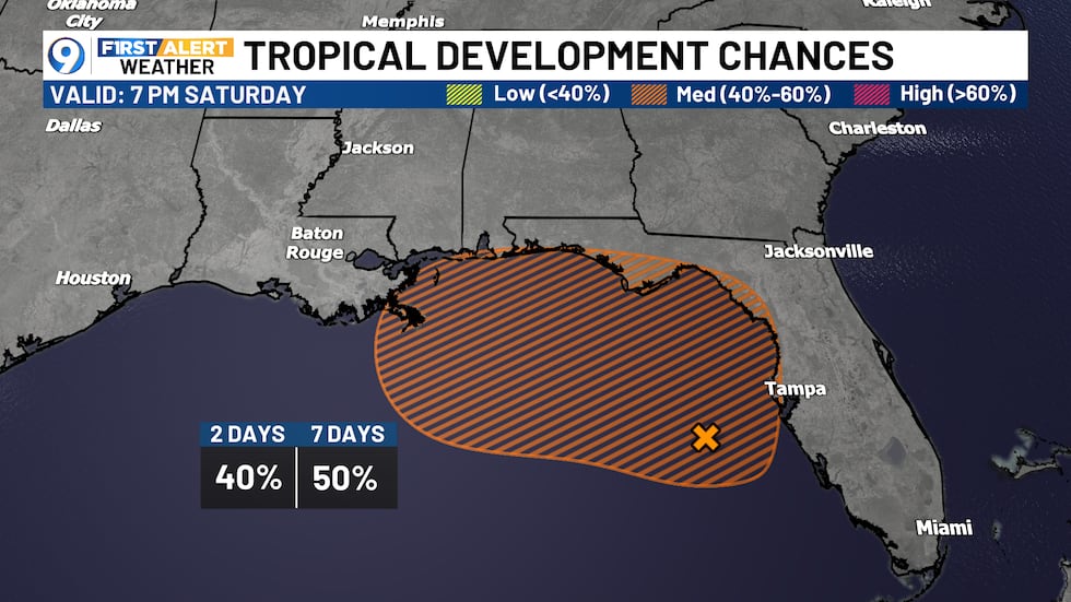 50 percent chance of tropical development in the coming days