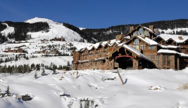 The Yellowstone Club near Big Sky, Montana, looms over the snow in this undated photo.