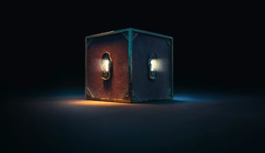 A mysterious looking box set on a dark background.