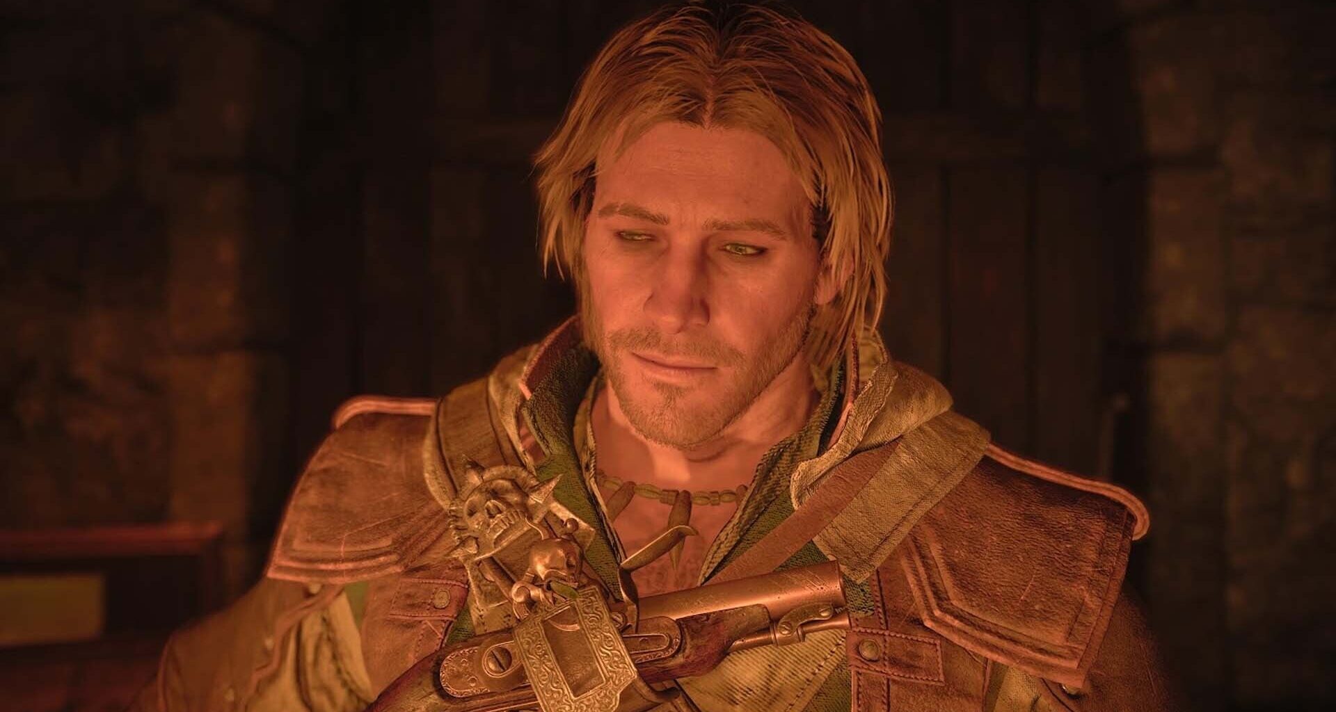 Edward looks sad by a fire.