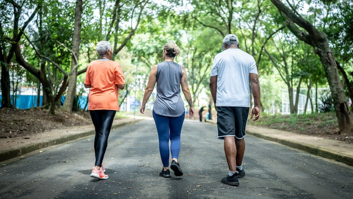 Adults walking outside
