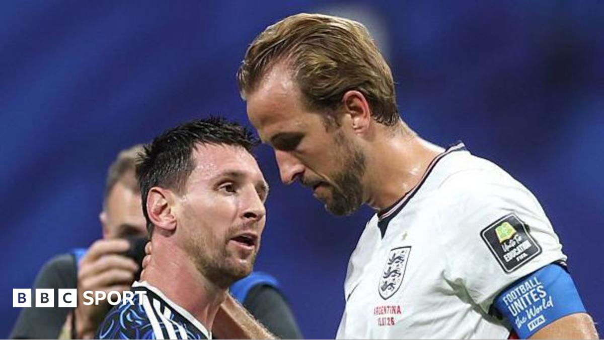 Argentina's Lionel Messi and England's Harry Kane