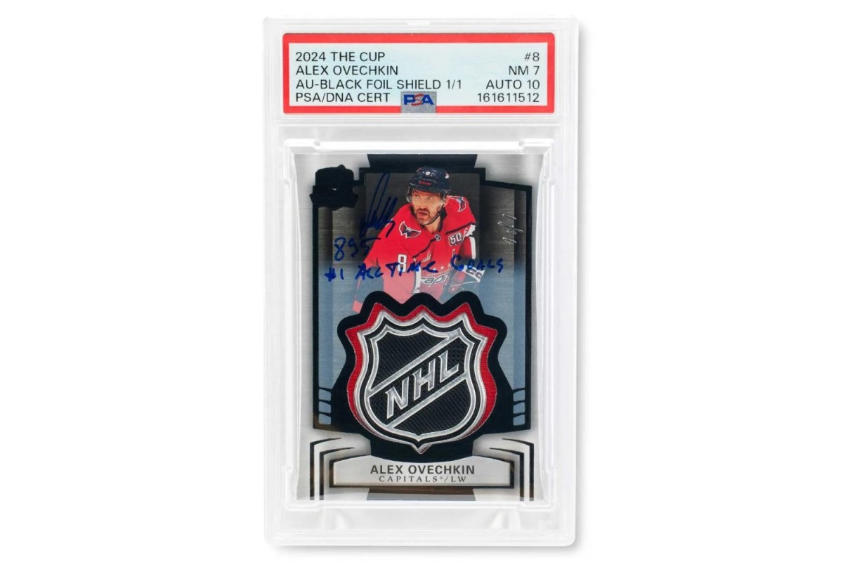 Alex Ovechkin’s 1-of-1 autograph card with game-used NHL shield sells for $256,000 at Sotheby’s