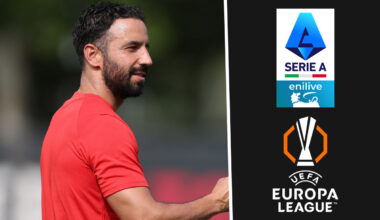Amorim with Serie A and Europa League emblems