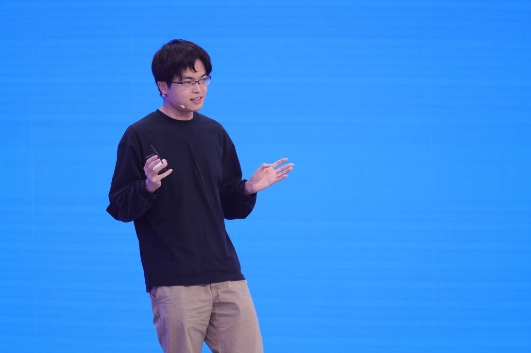 Yang Zhilin, co-founder of the artificial intelligence (AI) company Moonshot AI, speaks at the 2026 Zhongguancun Forum Annual Conference on March 25, 2026 in Beijing, China.