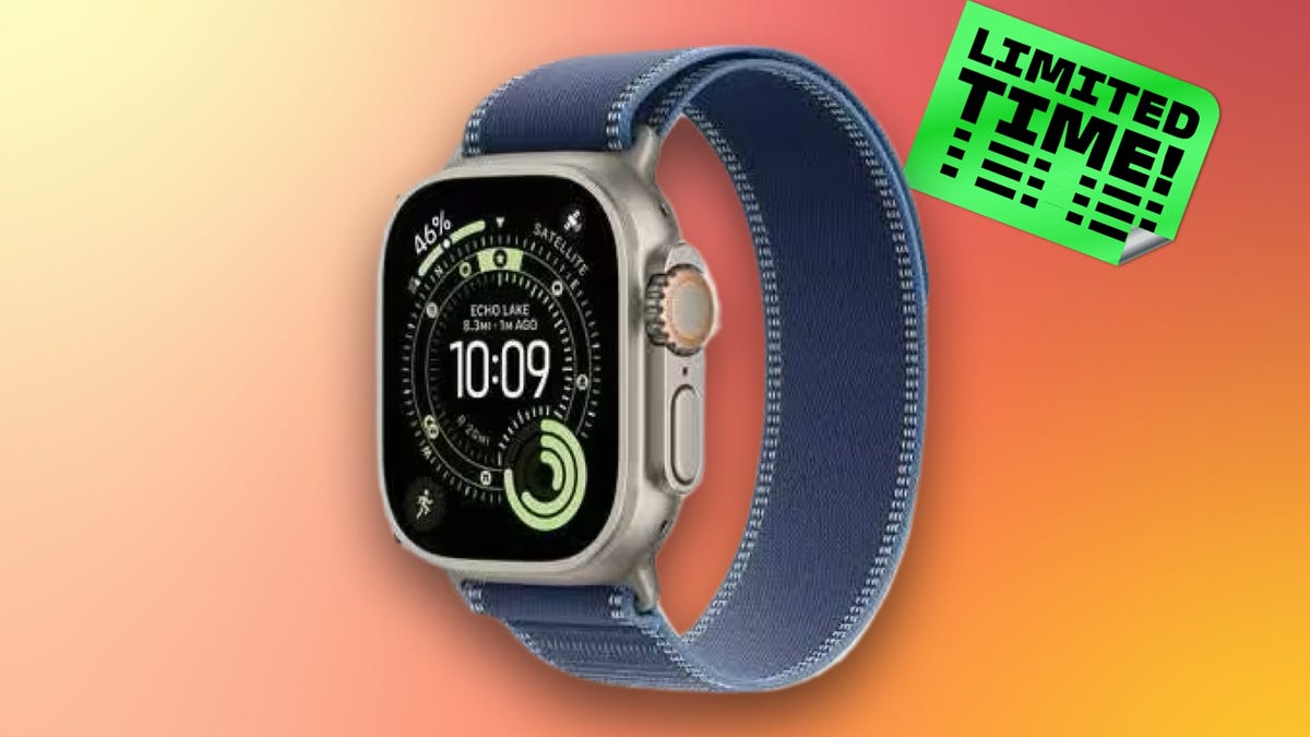 Apple Watch Ultra 3 on a CNET background