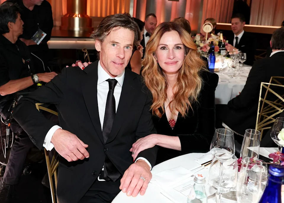 Daniel Moder and Julia Roberts at the 2026 Golden Globes.Credit: Getty Images