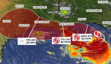 Tropical Storm Bertha impacting northern Gulf Coast. See forecast map and its path.