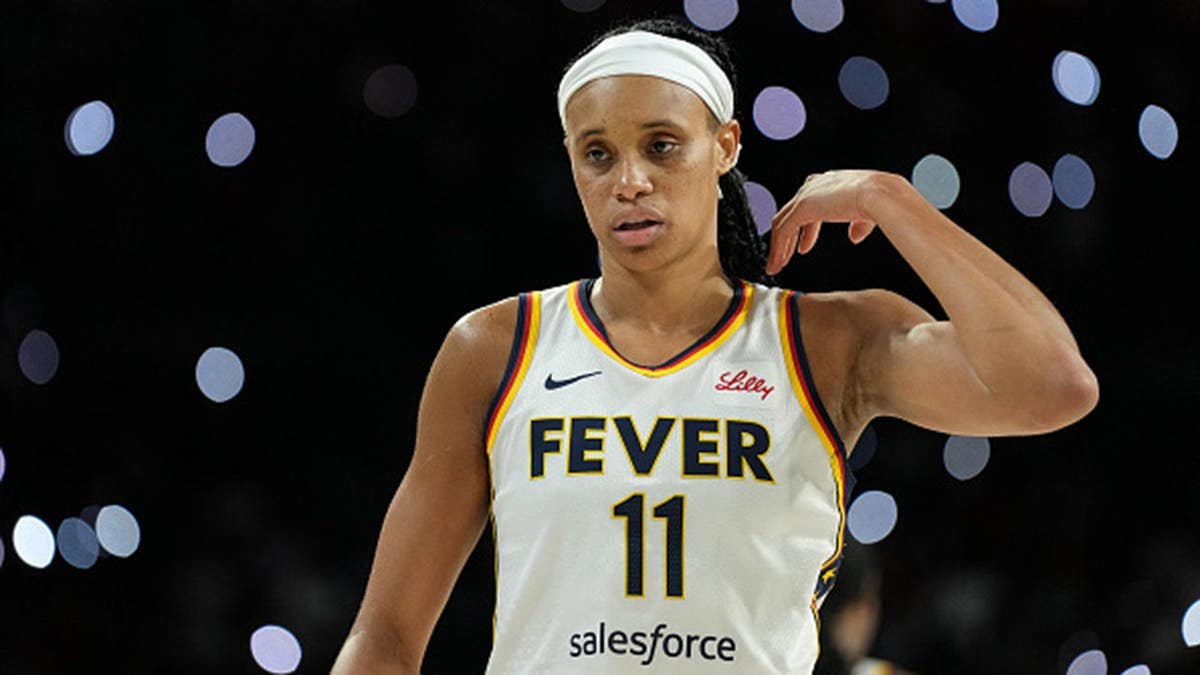 Brianna Turner #11 of the Indiana Fever looks on during a WNBA playoff game.