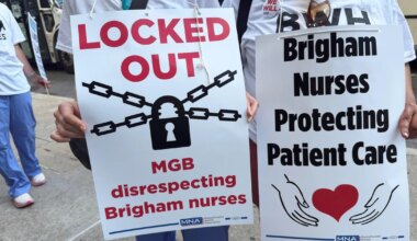 Brigham and Women's Hospital nurses locked out after ending one-day strike in Boston: "Let us in!"