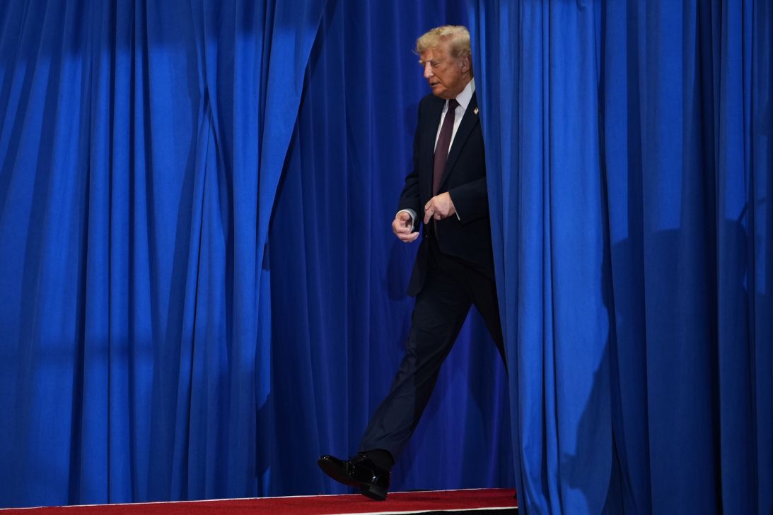 President Donald Trump walks on stage before speaking at a Mack Trucks facility on Tuesday, June 23, in Macungie, Pennsylvania.