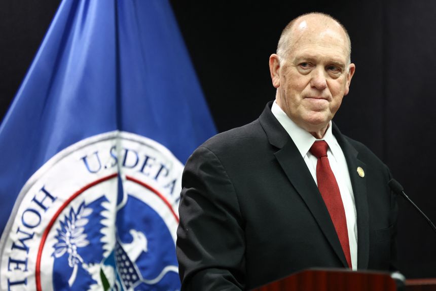White House border czar Tom Homan speaks February 4 during a news conference in Minneapolis.