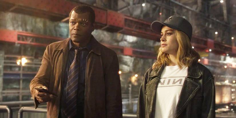 Samuel L. Jackson and Brie Larson in Captain Marvel