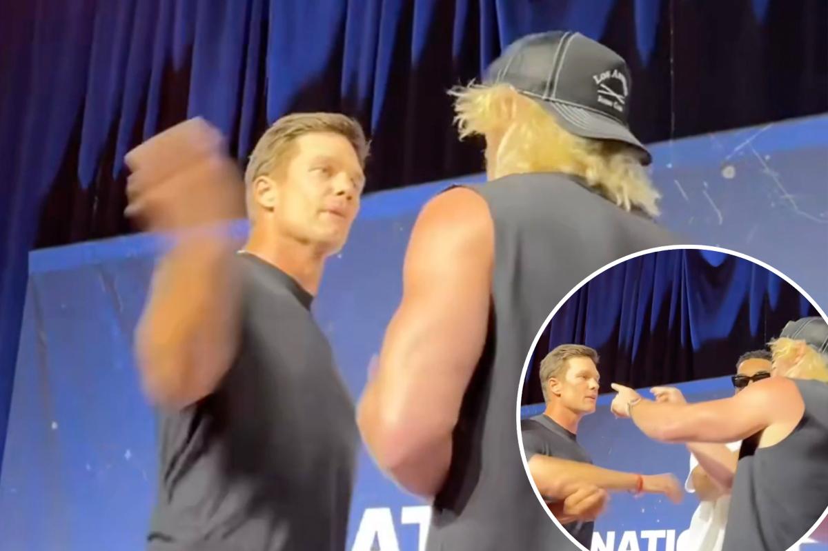 Tom Brady slaps 'dork' Logan Paul as Karl-Anthony Towns intervenes during wild Fanatics Fest moment