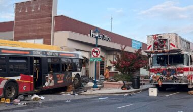 Dozens hurt after MTA bus hits several cars and a building in Pikesville, Maryland: "Like a war scene"