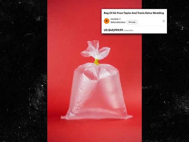 Bag Of Air From Taylor And Travis Kelce Wedding ebay 1