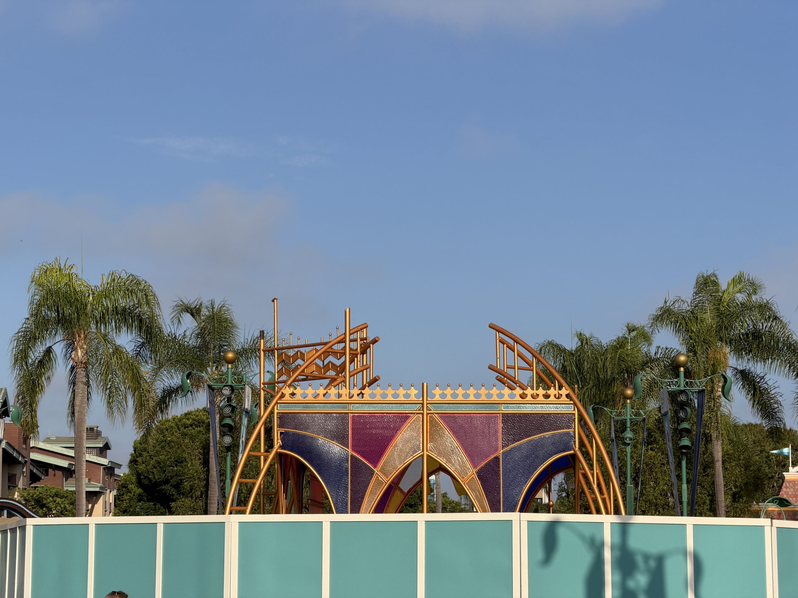 Some of the sculpture, including colorful stained glass and golden archway elements, were still visible a few days ago. See what the full sculpture looked like below.