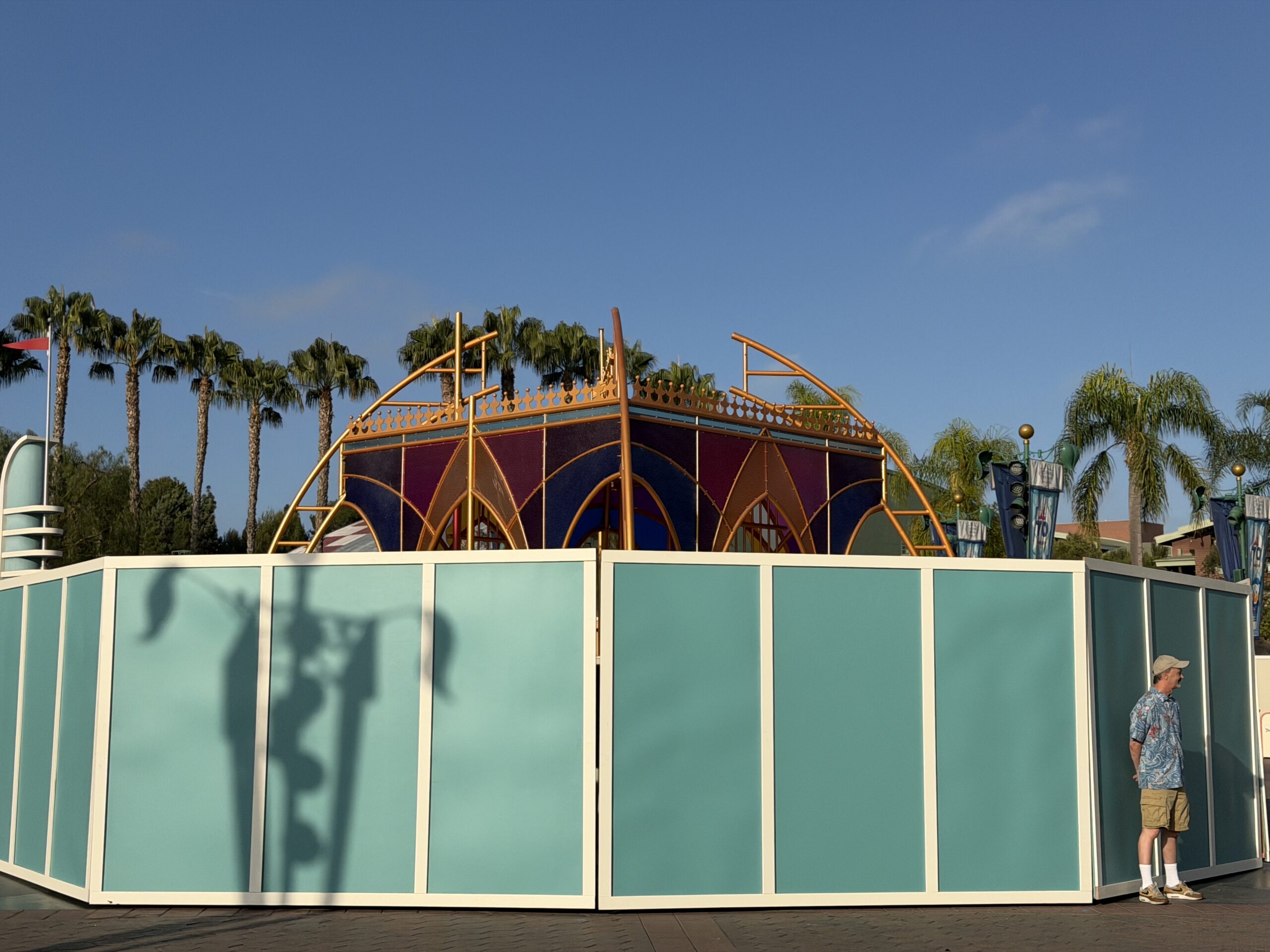 Some of the sculpture, including colorful stained glass and golden archway elements, were still visible a few days ago. See what the full sculpture looked like below.