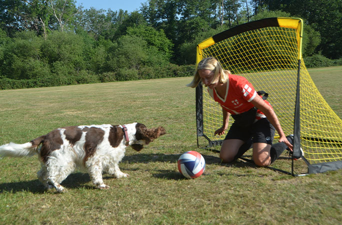 Bonnie scoring a goal past Olga
