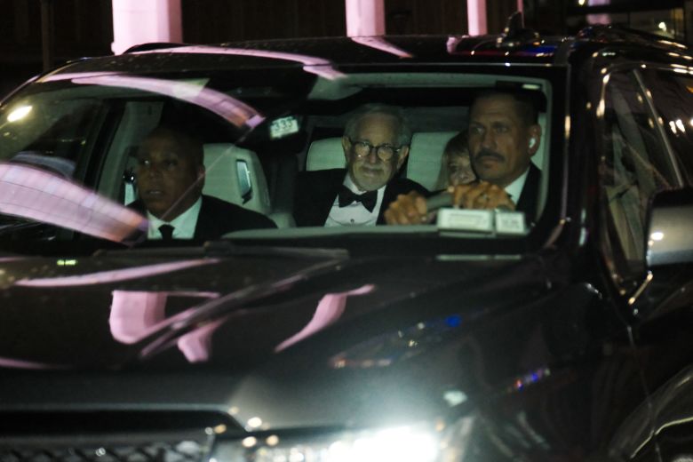 Steven Spielberg departs Madison Square Garden following the wedding of Taylor Swift and Travis Kelce, in New York, on Friday.