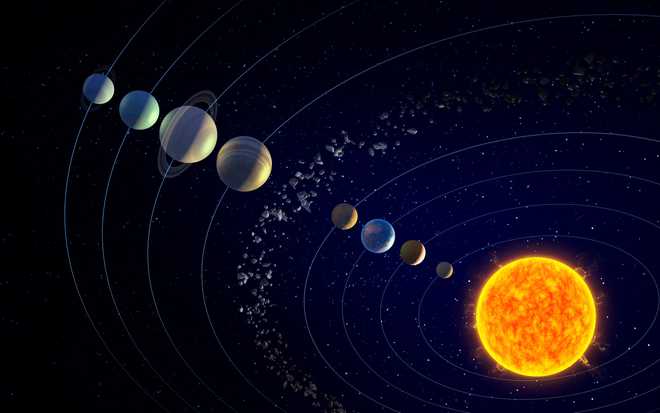 The solar system, illustration The solar system, computer illustration.