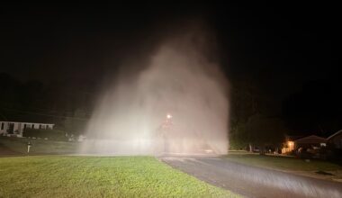 Forceful water main break in Durham creates tall fountain spewing from the ground