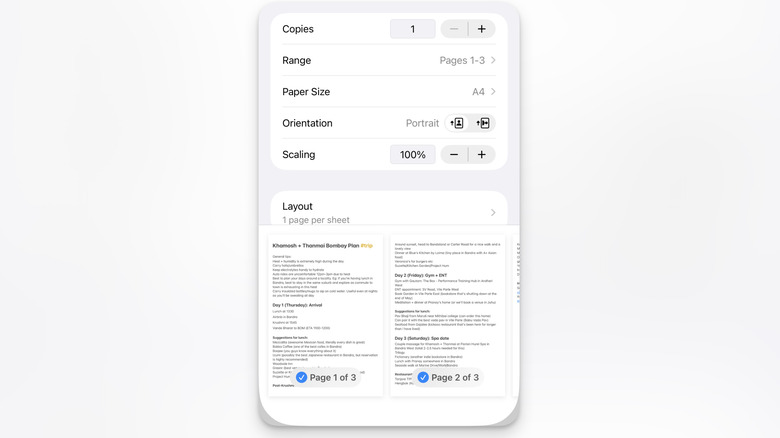 Exporting a note as a PDF for printing.