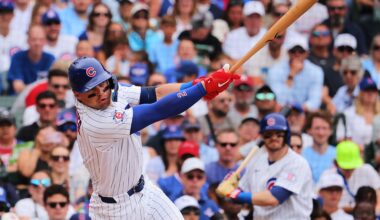 Chicago Cubs' Nico Hoerner hits an RBI single during the first inning of a baseball game against the St. Louis Cardinals, Sunday, July 5, 2026, in Chicago. (AP Photo/Melissa Tamez)