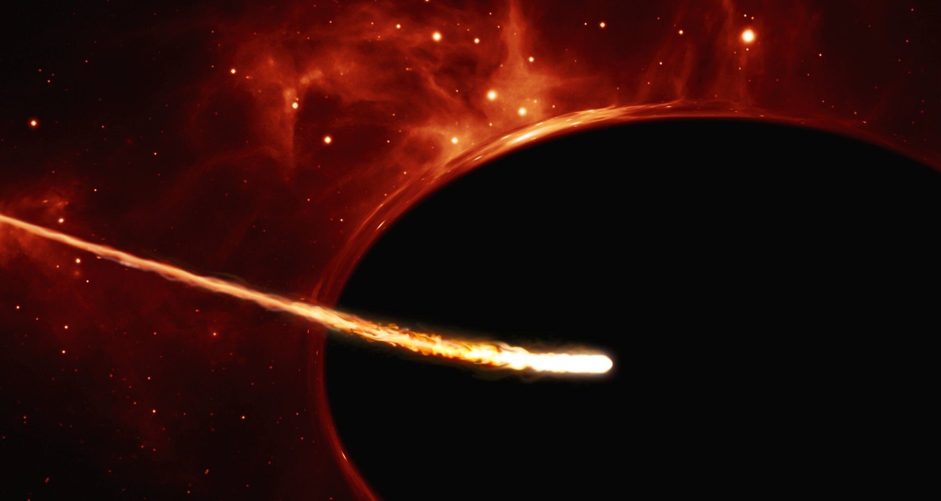 Illustration of a sunlike star passing very close to a supermassive black hole. Credit: ESO, ESA/Hubble, M. Kornmesser