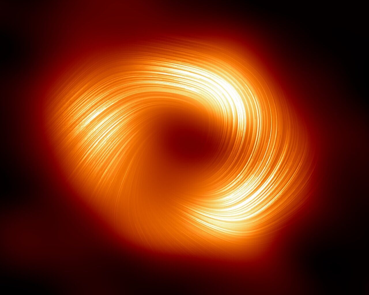 A view of the Sgr A* black hole (at the center of the Milky Way) in polarized light. Credit - EHT Collaboration