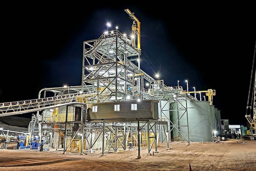 A mine site at night
