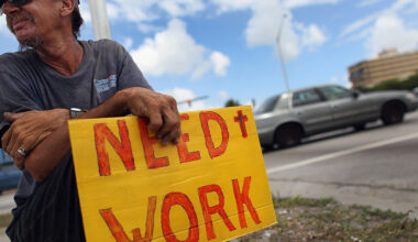 Florida day laborer by the roadside looking for a job.