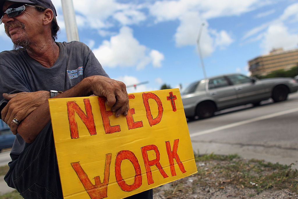 Florida day laborer by the roadside looking for a job.