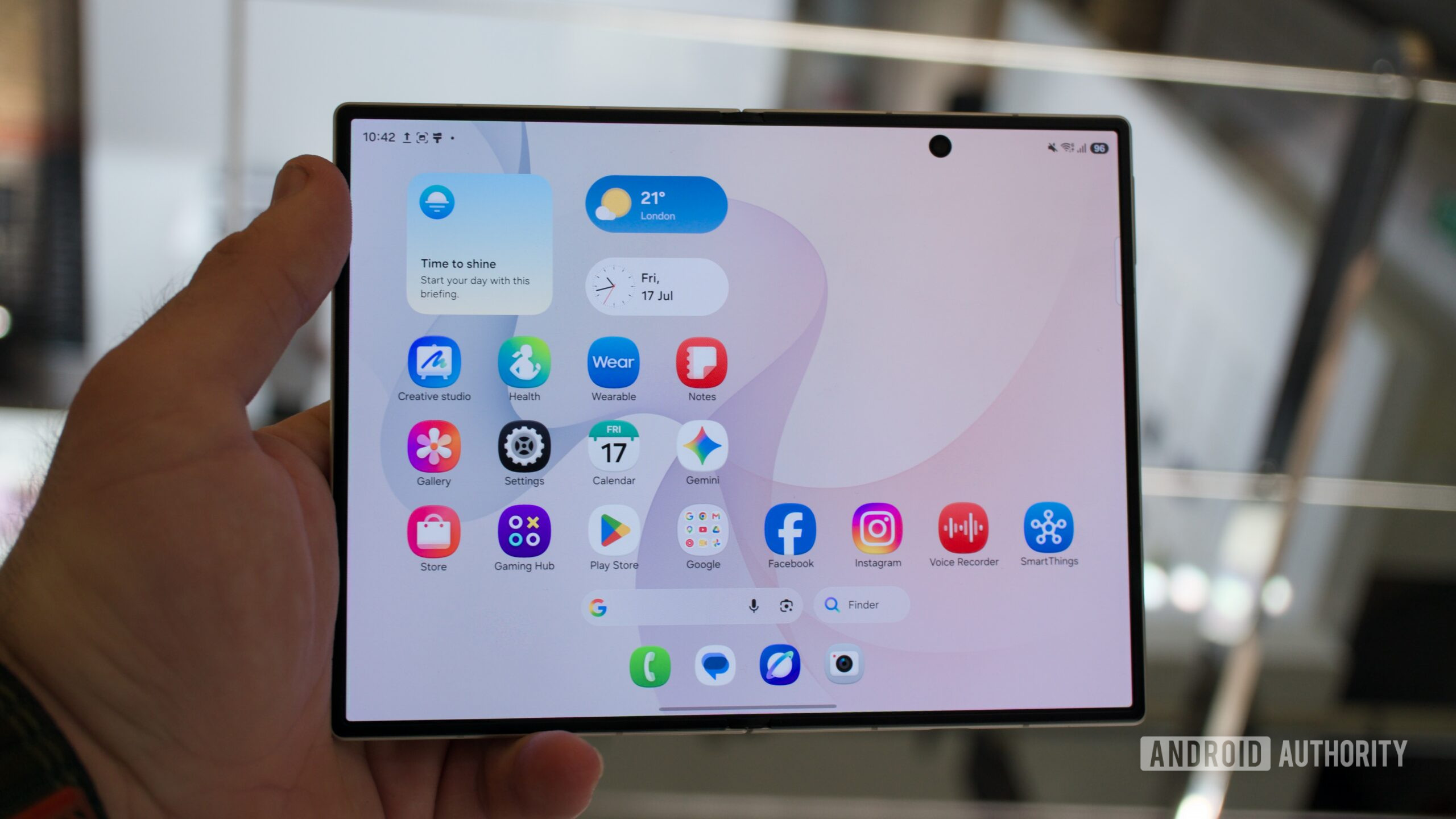 galaxy fold 8 open in hand home screen galaxy fold 8 open in hand home screen