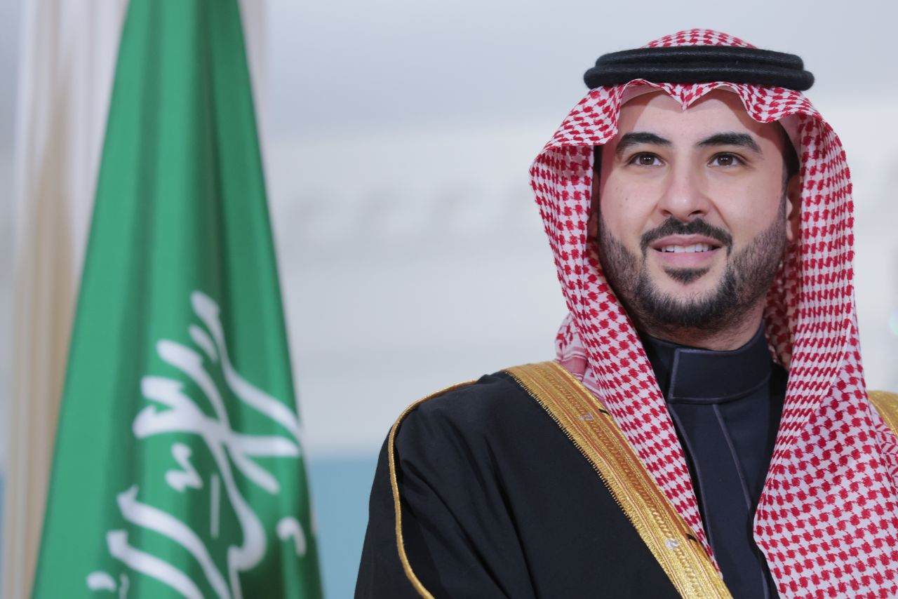 Saudi Defense Minister Khalid bin Salman arrives for a meeting with US Secretary of State Marco Rubio in Washington, DC, in 2025.