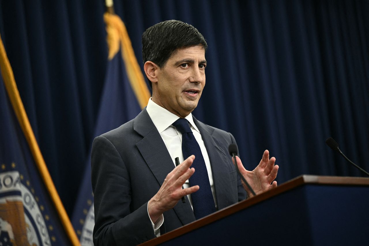 US Federal Reserve Chairman Kevin Warsh holds a press conference at the Federal Reserve Board Building in Washington, DC, on June 17.