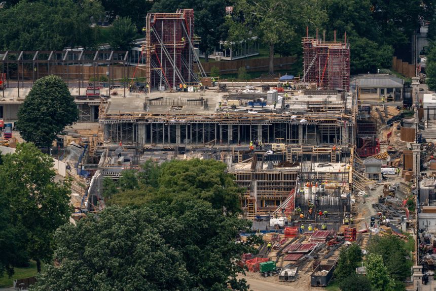 Construction on President Donald Trump's White House ballroom is seen on July 14.
