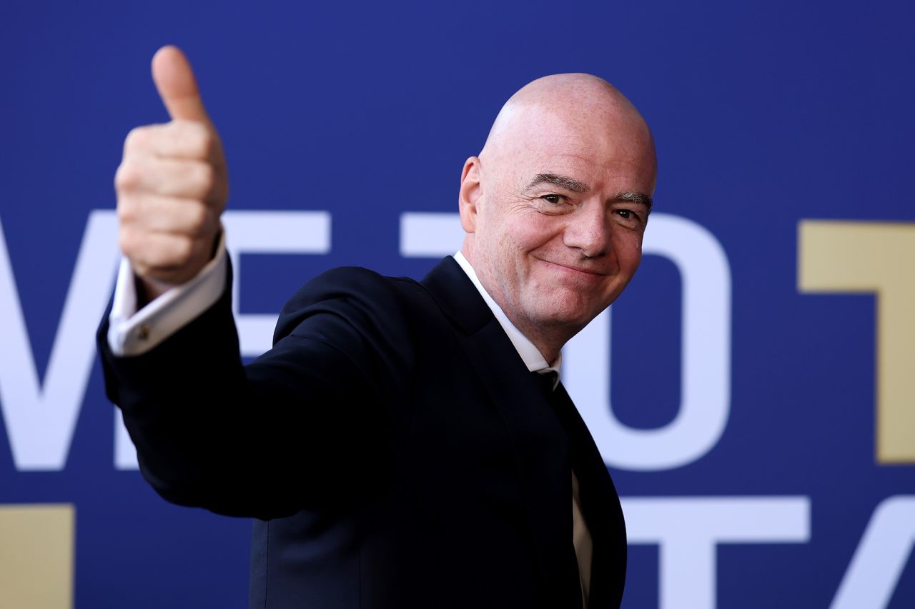 FIFA President Gianni Infantino arrives at the stadium before the World Cup final on July 19.