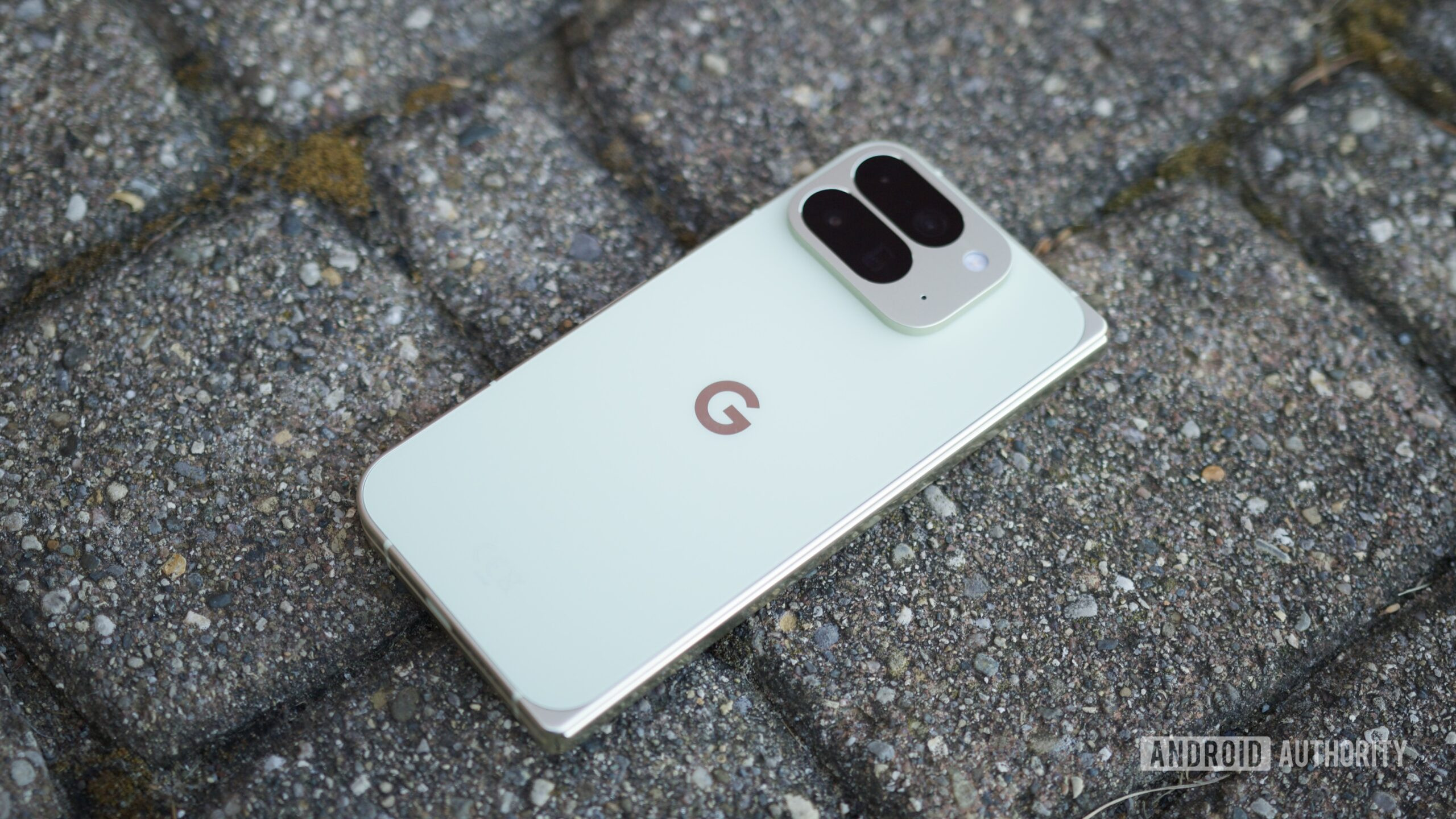 The Google Pixel 10 Pro Fold laying face-down.